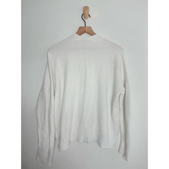 Gap White Textured V Back Cardigan Sweater Large Chunky Knit Minimalist - Picture 6 of 9